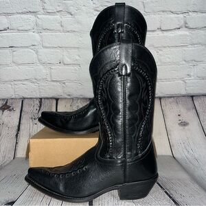 Laredo Western Laramie Snip Toe Black Leather Cowboy Boots Size 10